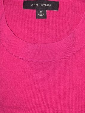 Ann Taylor Bright Pink Crew Neck Sweater
